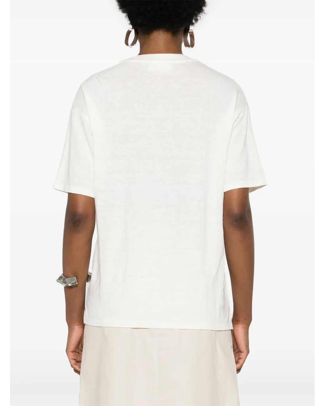 Ma'ry'ya White Slub-Texture T-Shirt