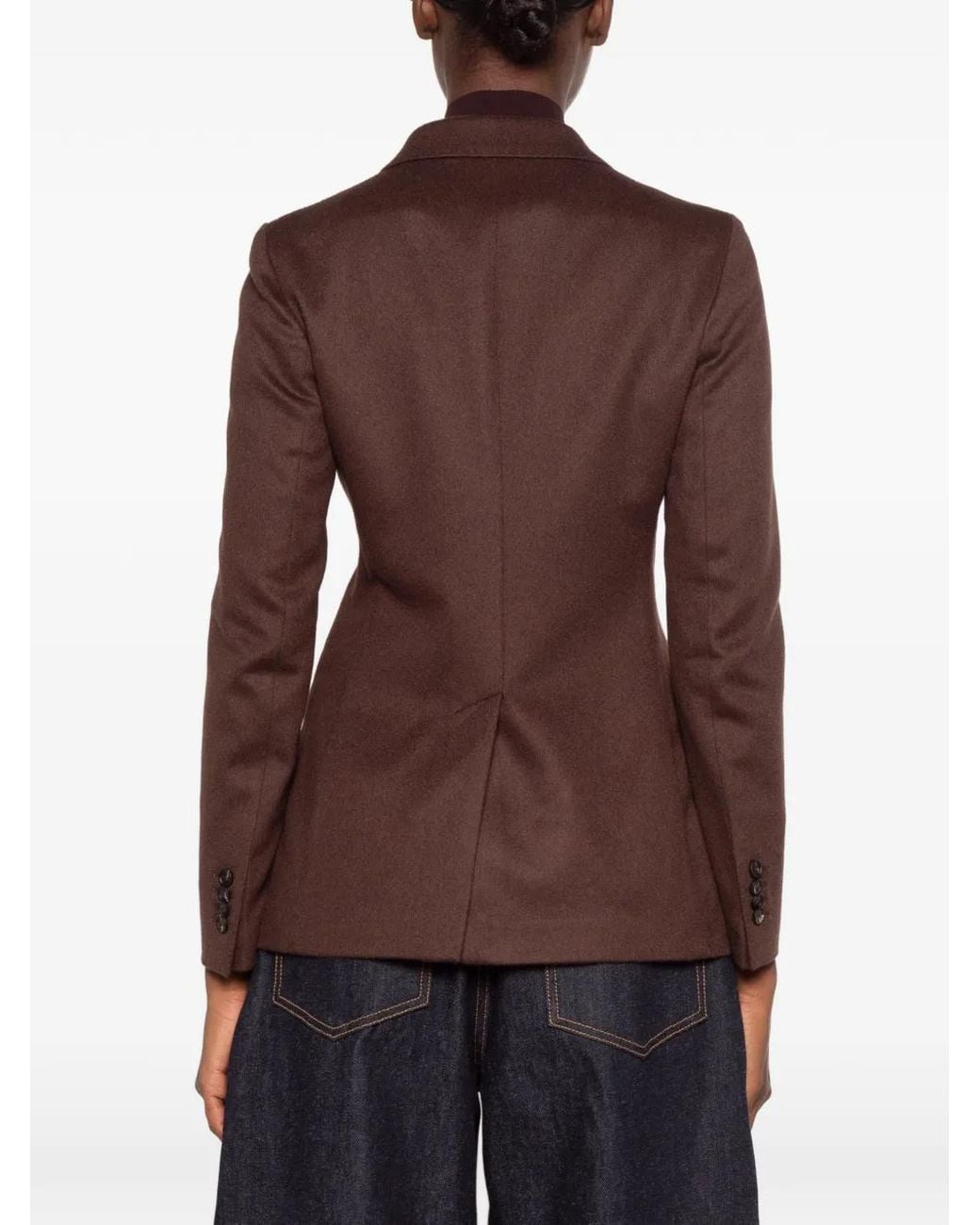 Tagliatore Brown Double-Breasted Peak-Lapel Blazer