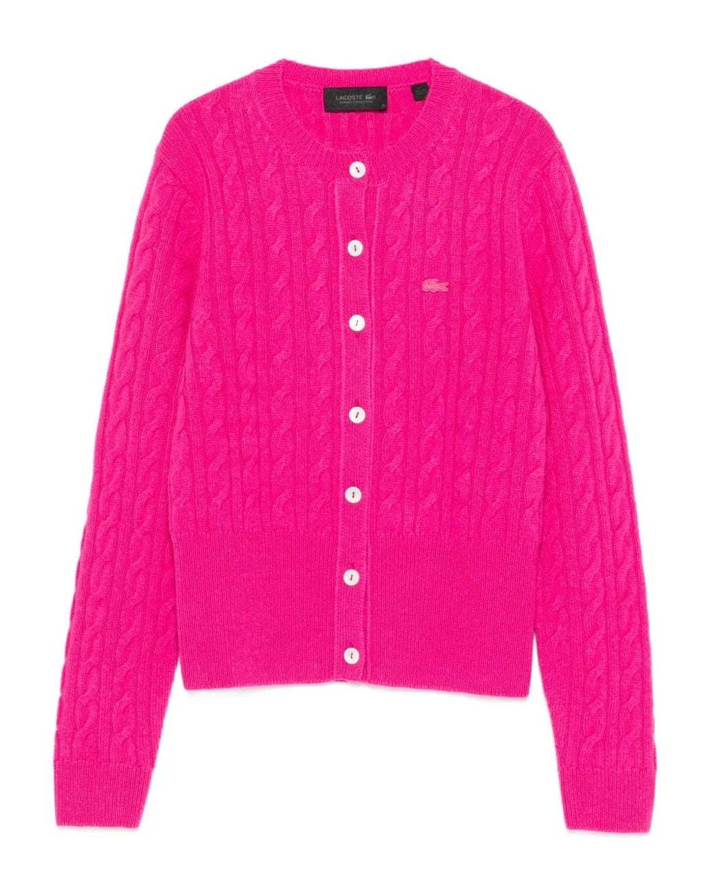 Lacoste Pink Cable-Knit Cardigan