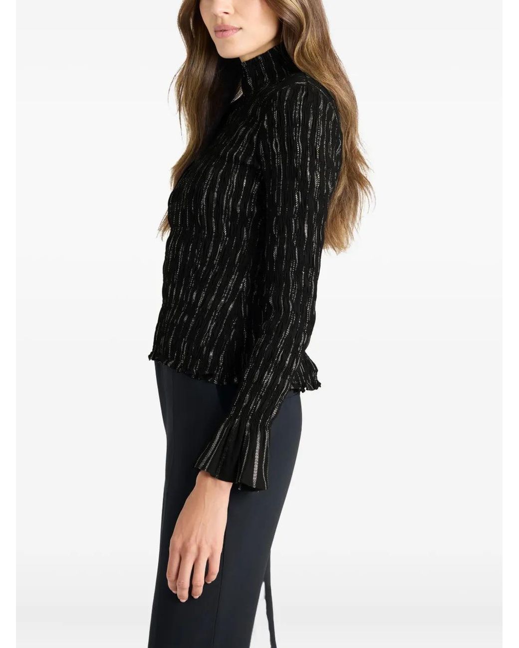 Cinq À Sept Black Cooper Ruffled Top