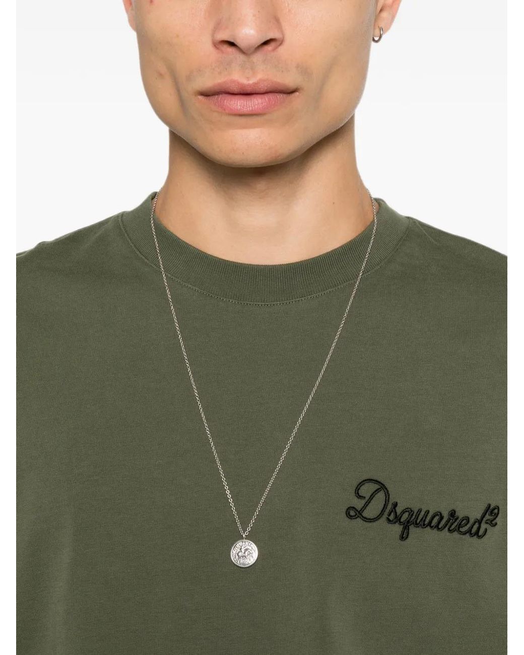 DSquared² Green T-Shirt À Logo Brodé for men