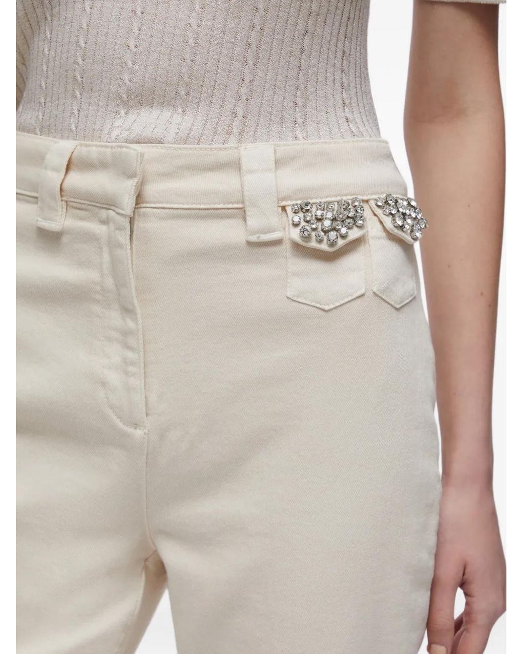 Liu Jo White Mid-Rise Cropped Trousers