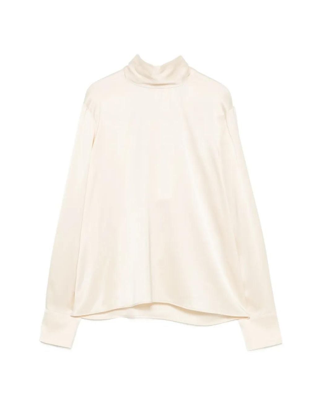 Maje White High-Neck Satin Top