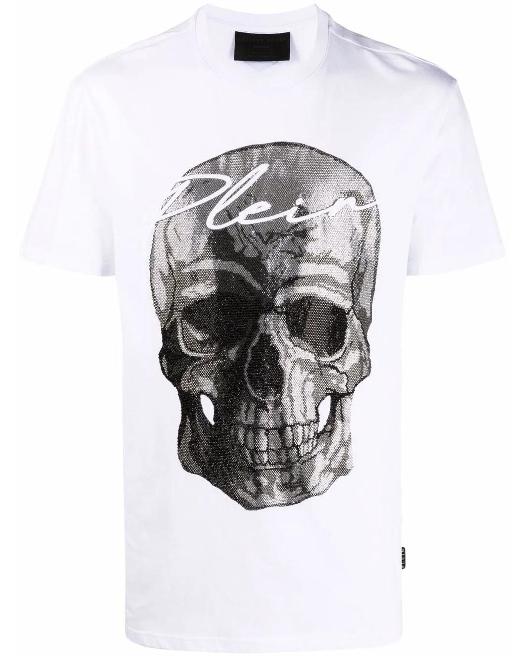 Philipp Plein White Skull-Print T-Shirt for men