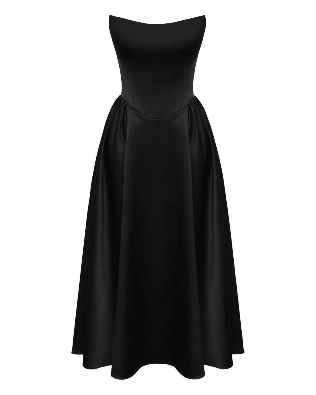POST MERIDIEM Black Tuck Corset Midi Dress