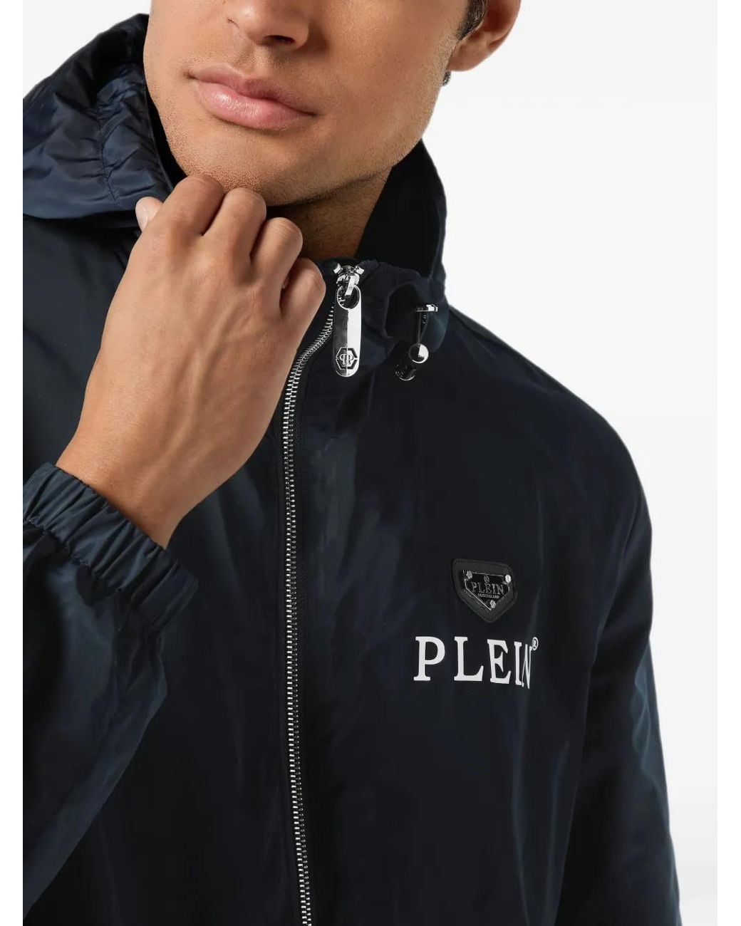Philipp Plein Blue Nylon Windbreaker for men