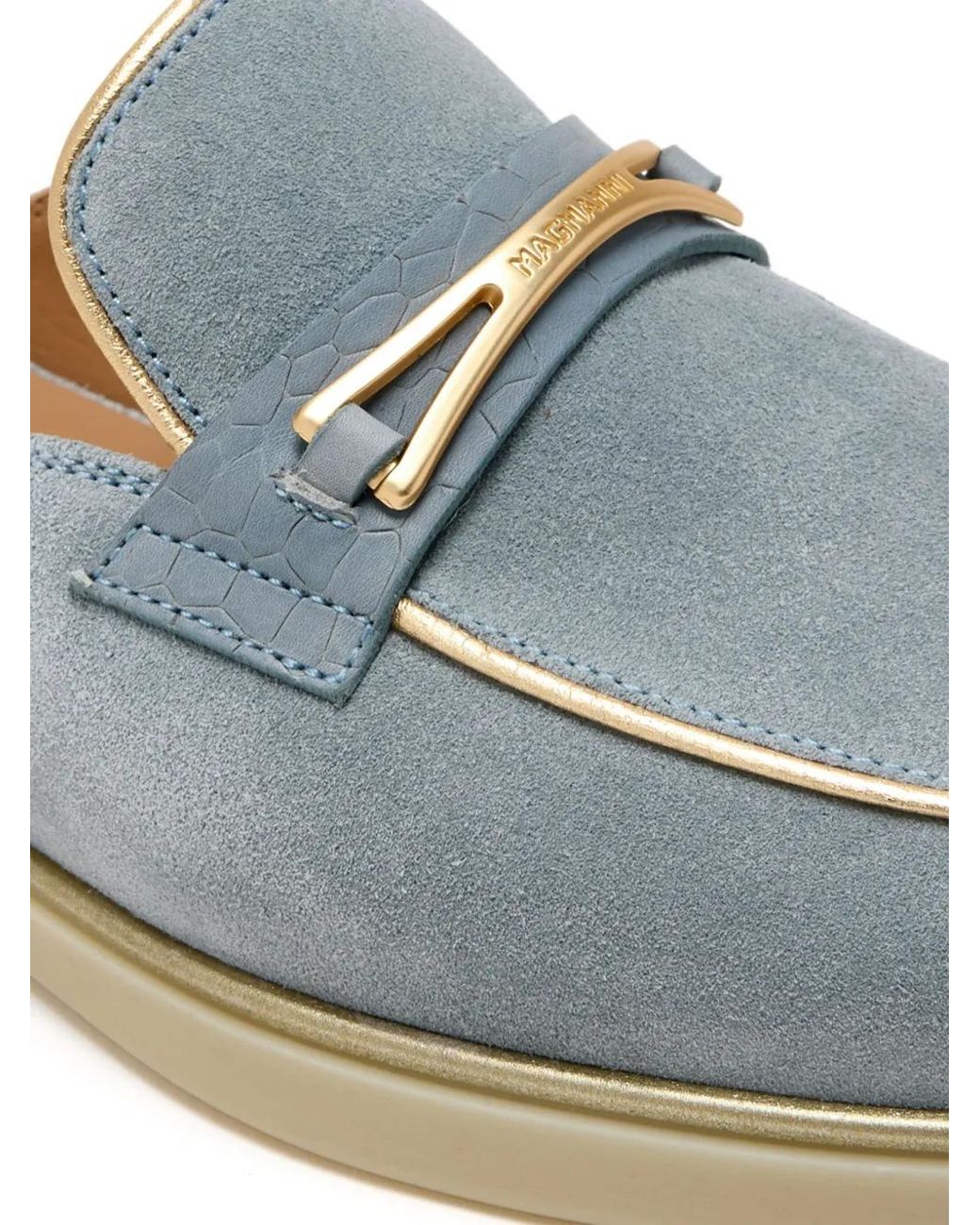 Magnanni Shoes Green Logo-Engraved Mules