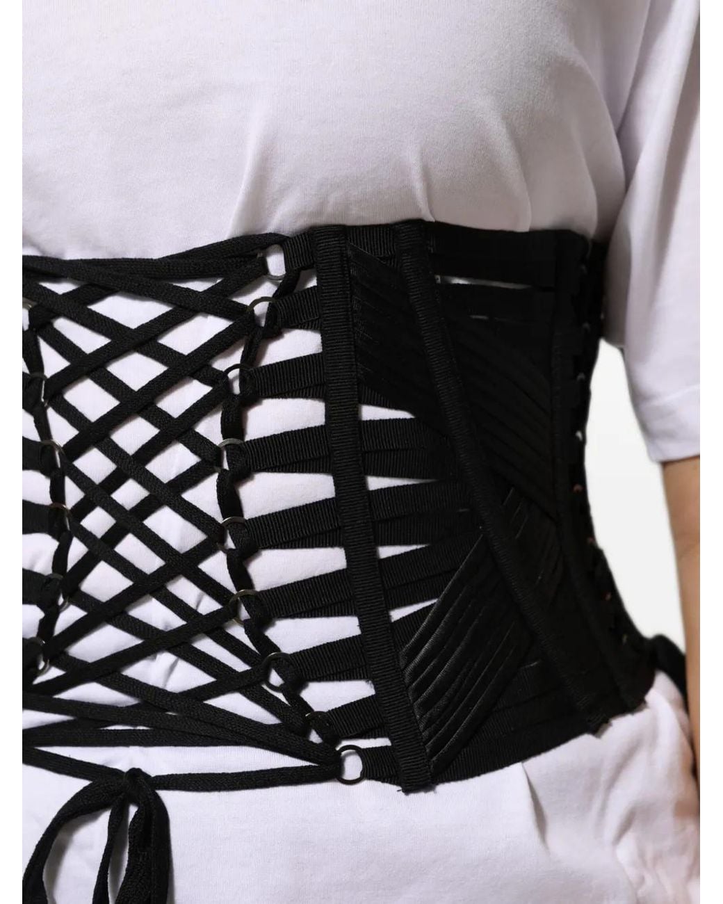 Dolce & Gabbana Black Lace-Up Corset Belt