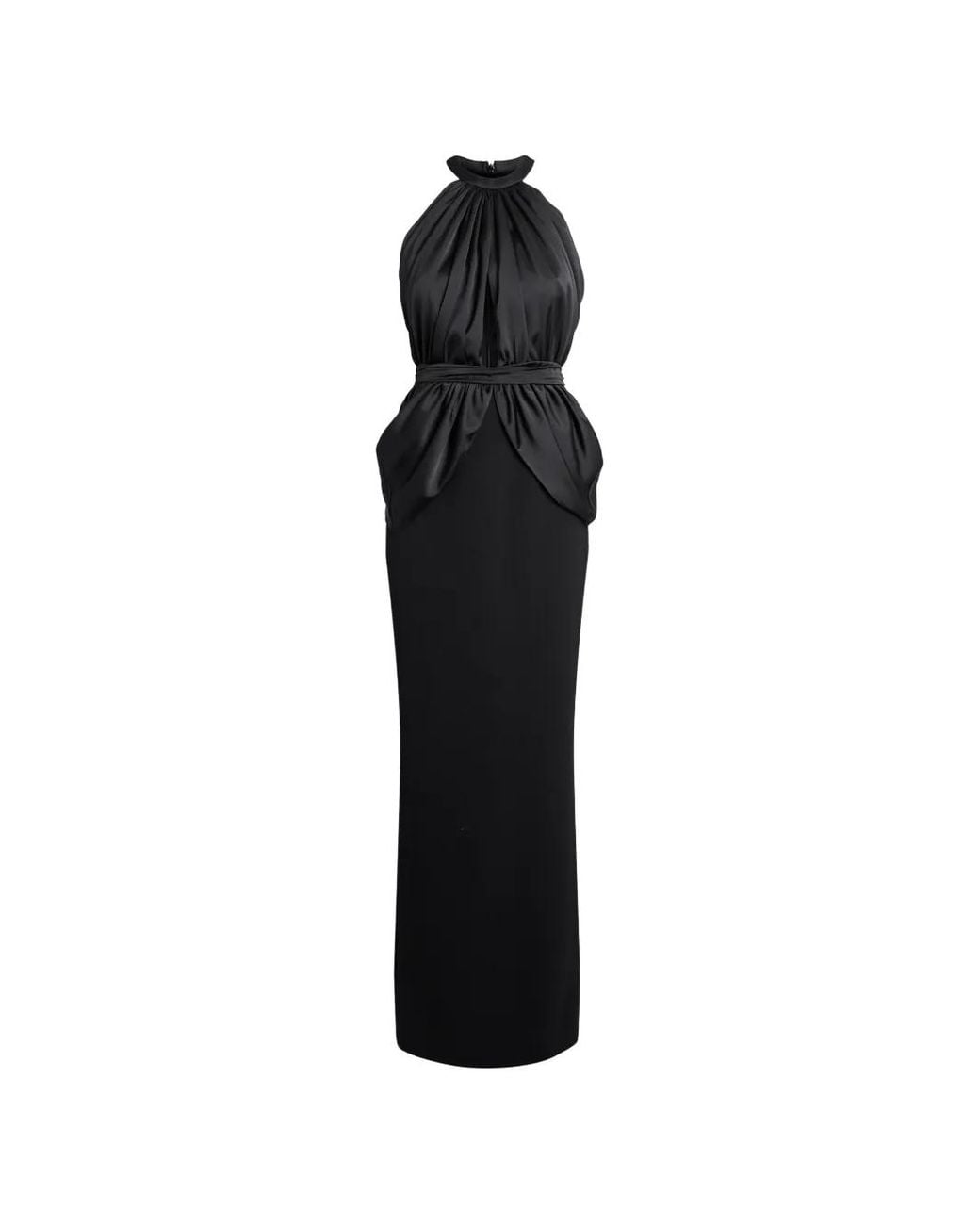 Safiyaa Black Amereis Draped Halterneck Maxi Dress