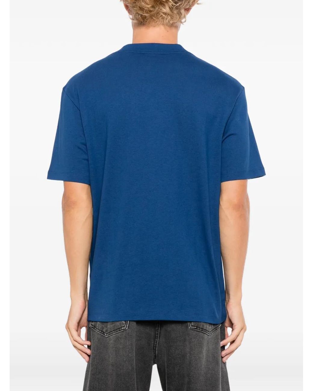 HUGO Blue Relaxed-Fit T-Shirt With Centered Logo Detail for men