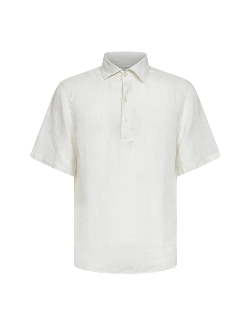 Mc2 Saint Barth White Raphael Linen Polo Shirt for men