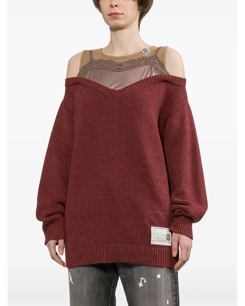 Maison Mihara Yasuhiro Red Pull À Design Superposé