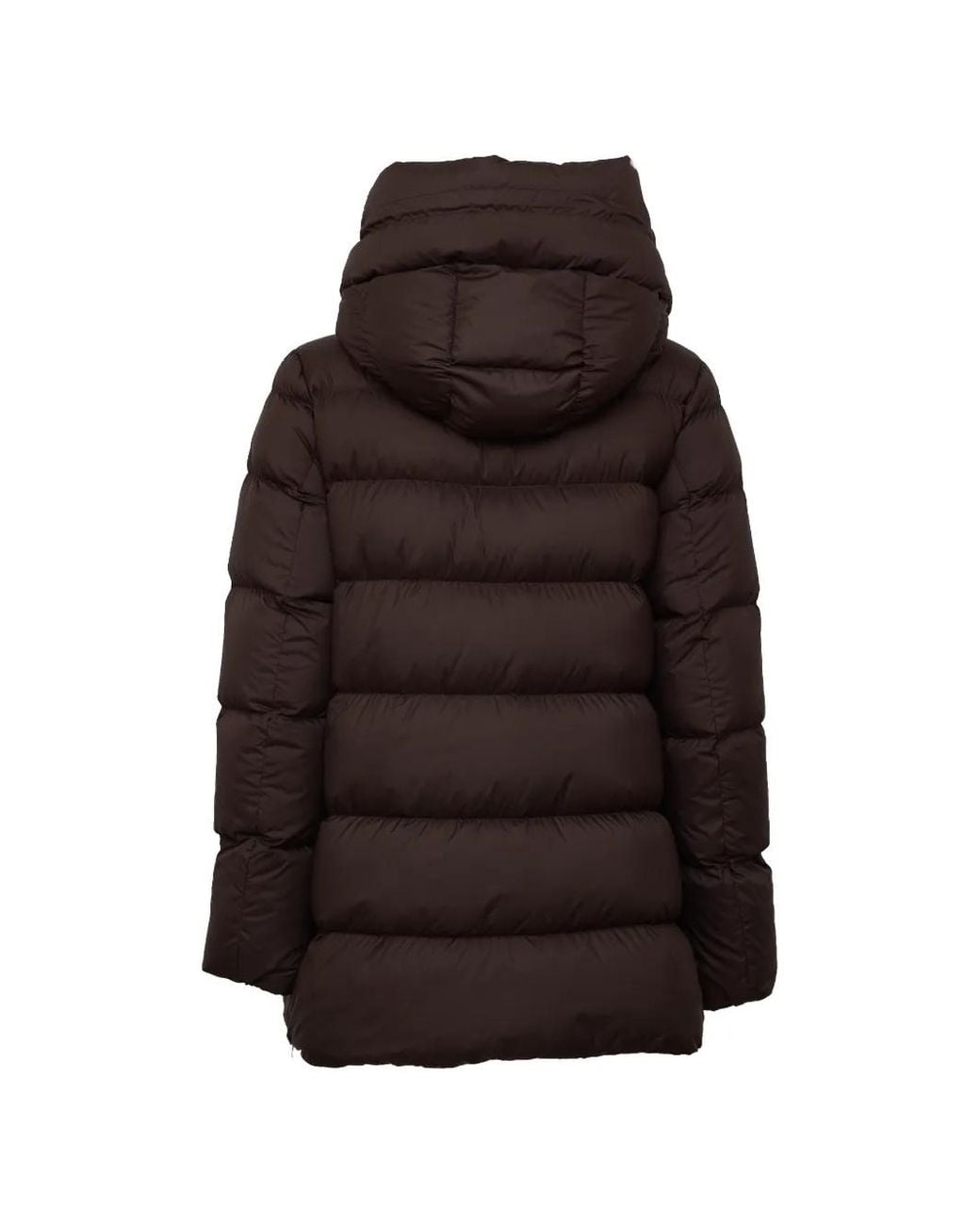 Add Brown Quilted Hooded Down Jacket