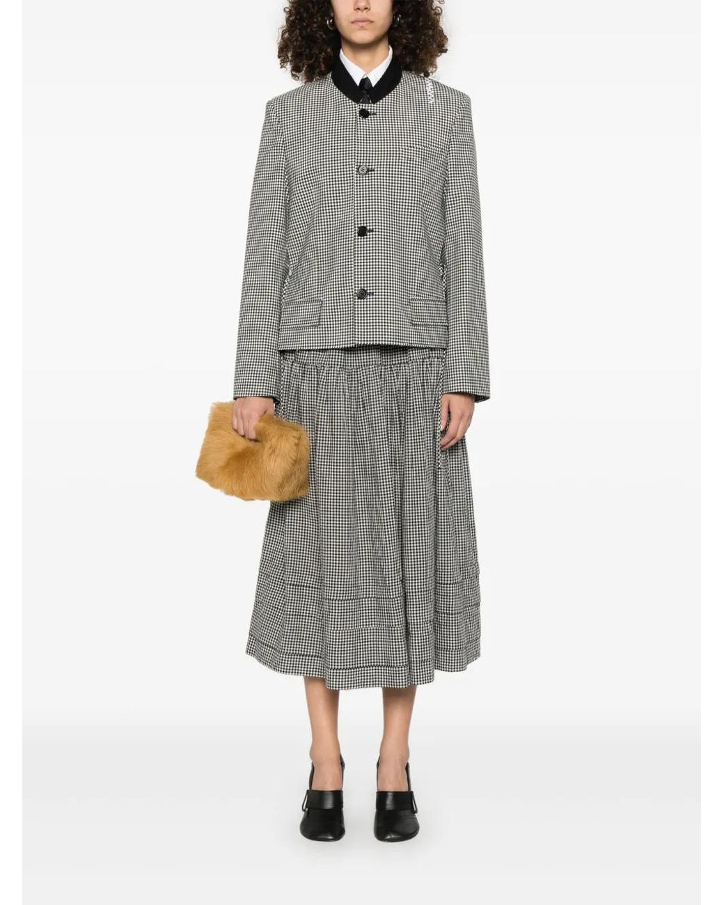 Marni Gray Gingham-Pattern Jacket