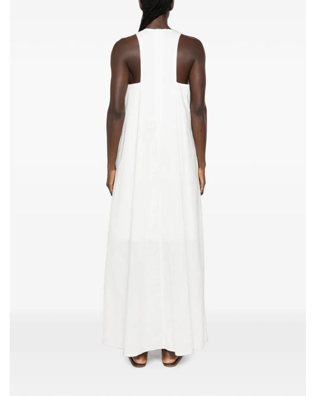 MOUTAKI White V-Neck Maxi Dress