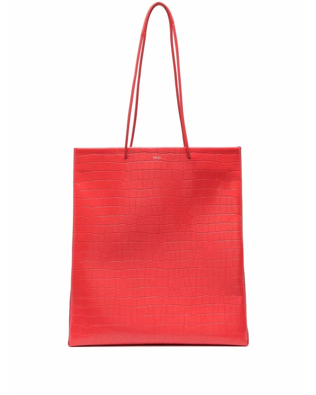 MEDEA Red Crocodile Effect Tote Bag