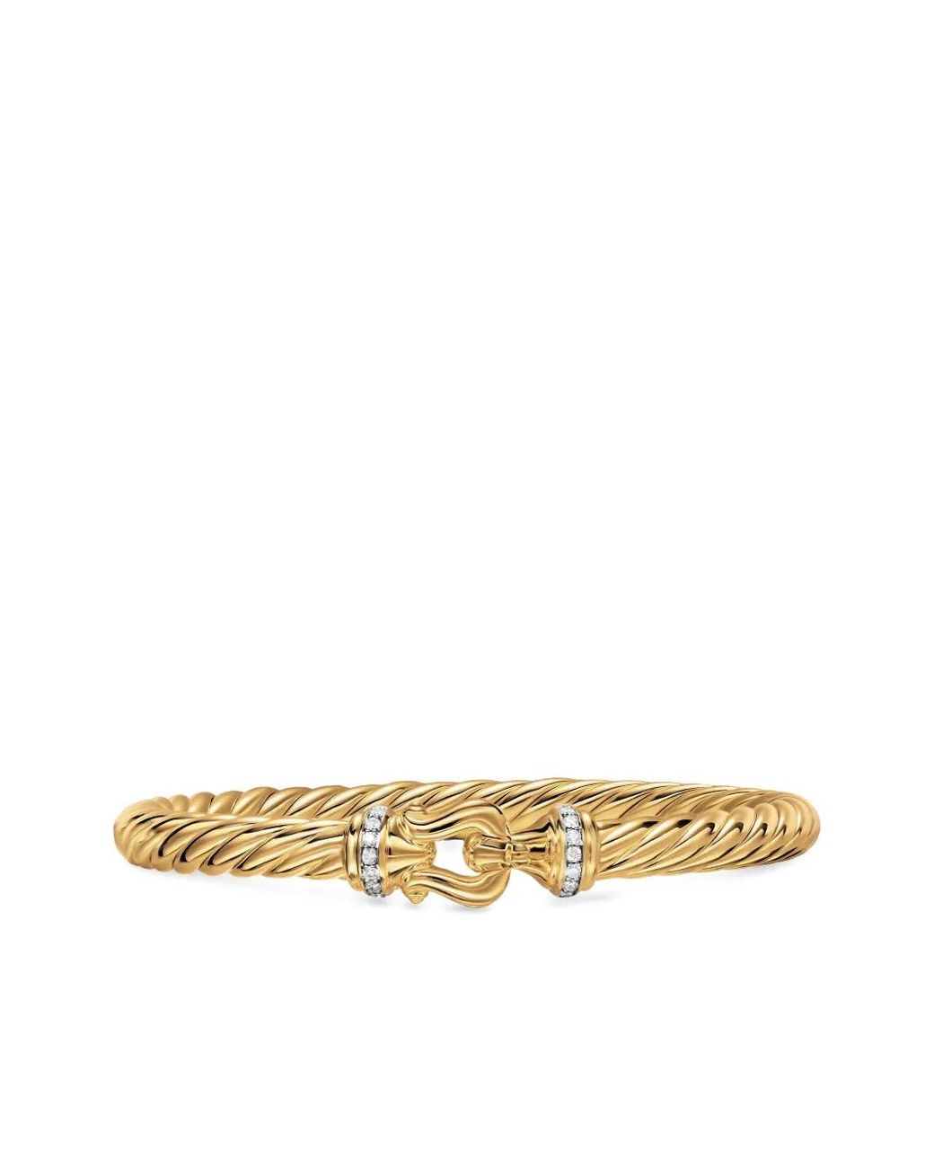 David Yurman White 18K Cablespira Buckle Diamond Bracelet