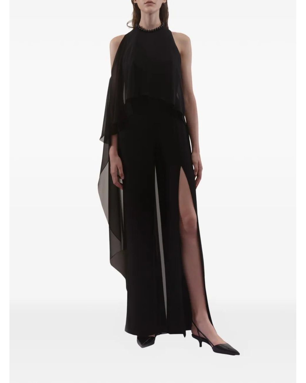 Gemy Maalouf Black Backless Split Jumpsuit