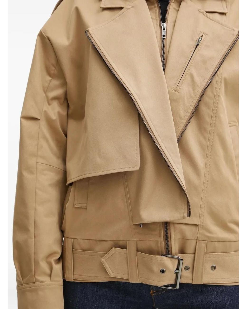 Bardot Blue Belted Zip-Up Biker Jacket