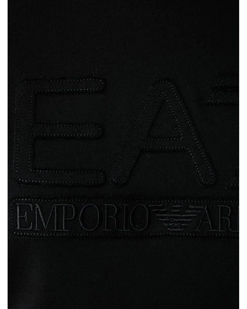 EA7 Black Logo-Embroidered T-Shirt