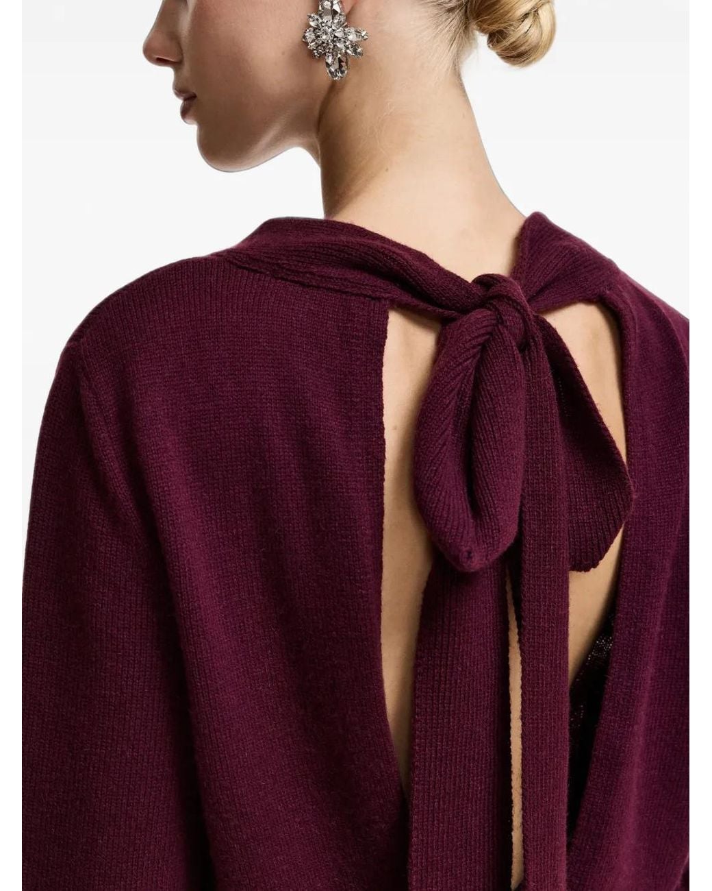 Essentiel Antwerp Purple Kiarra Bow-Detail Crewneck Sweater