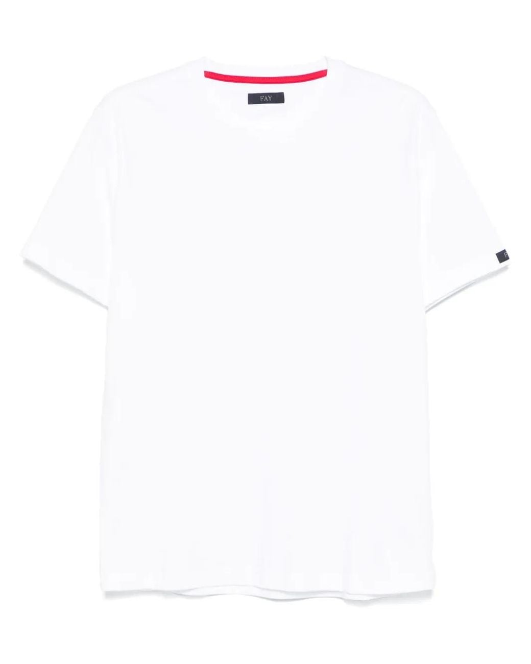 T-Shirt À Patch Logo Fay pour homme en coloris White