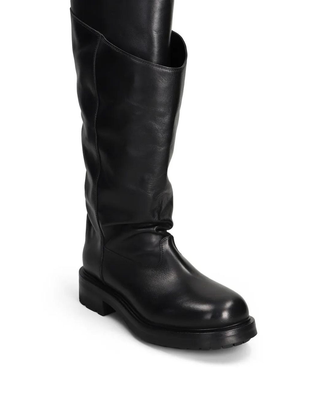 strategia shoes Black Layered-Cuff Leather Boots