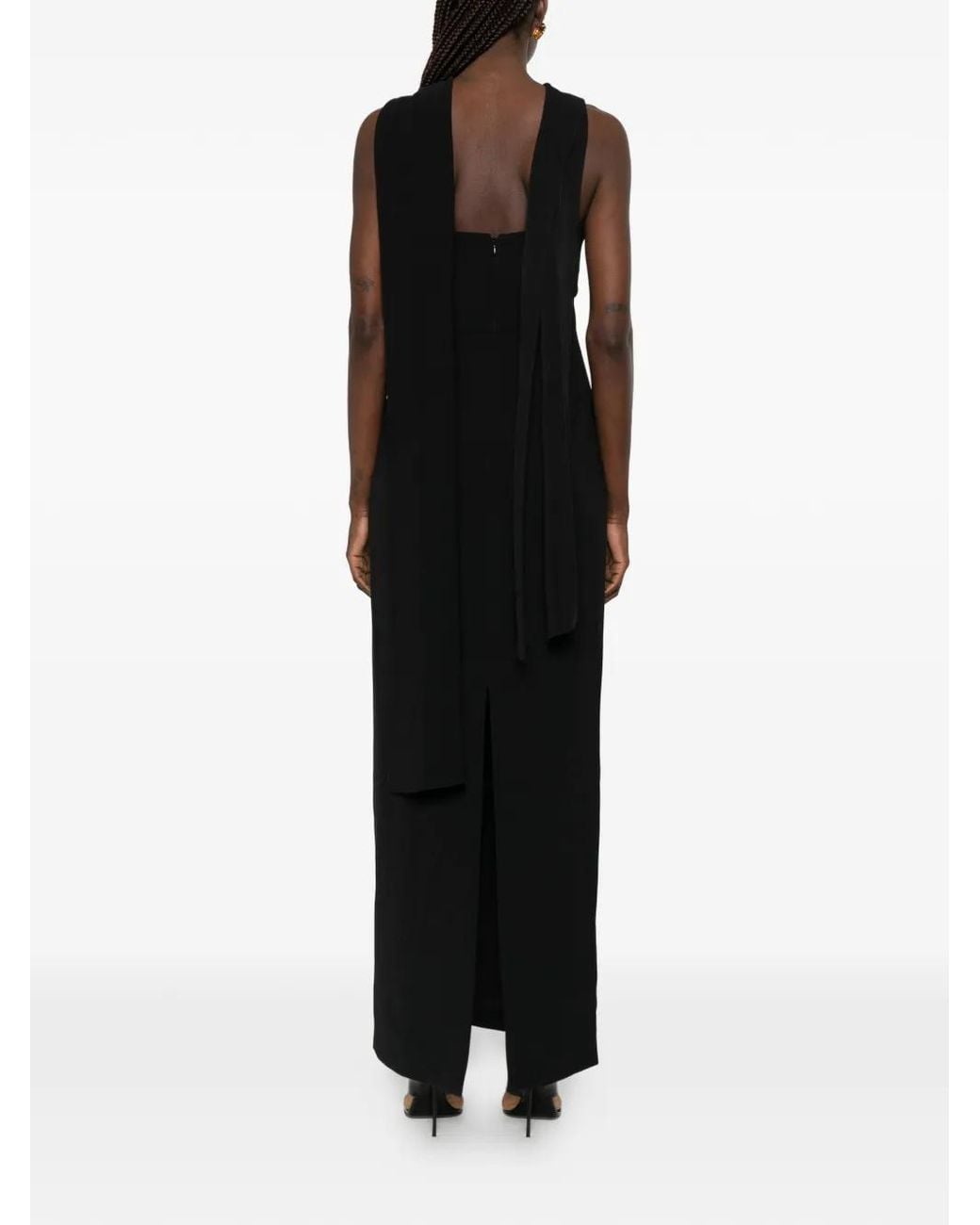 Solace London Black Rona Twisted Maxi Dress