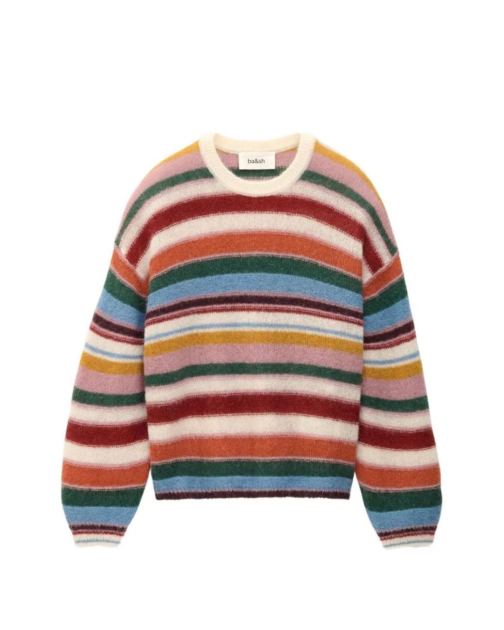 Ba&sh Red Serena Striped Round-Neck Jumper