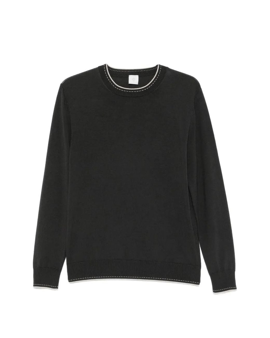 Eleventy Black Contrast-Trim Wool Sweater for men
