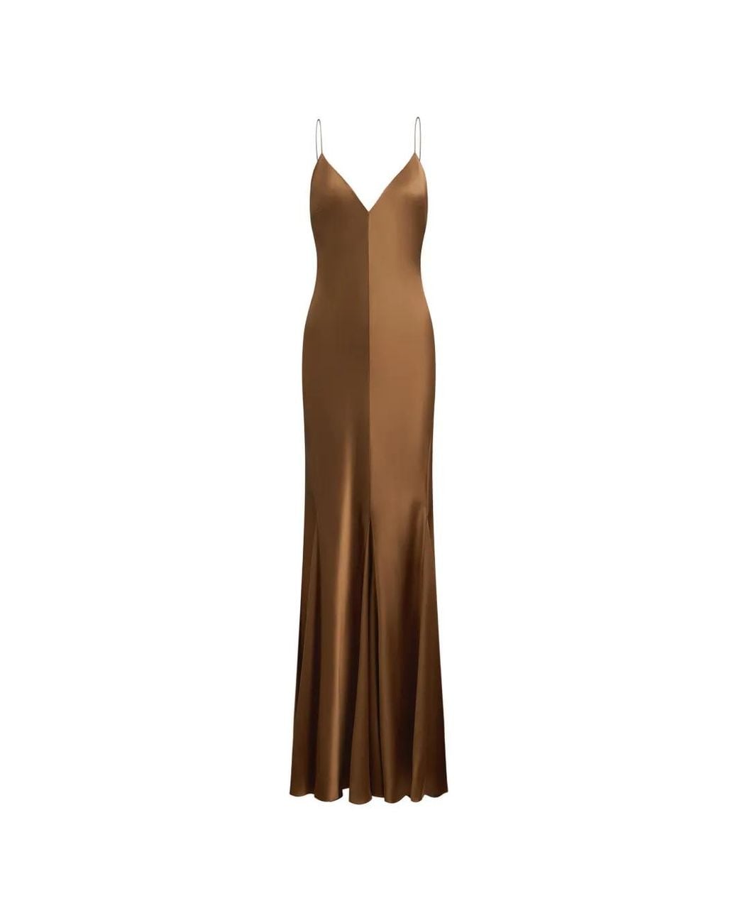 12 STOREEZ Brown Ava Silk Maxi Dress