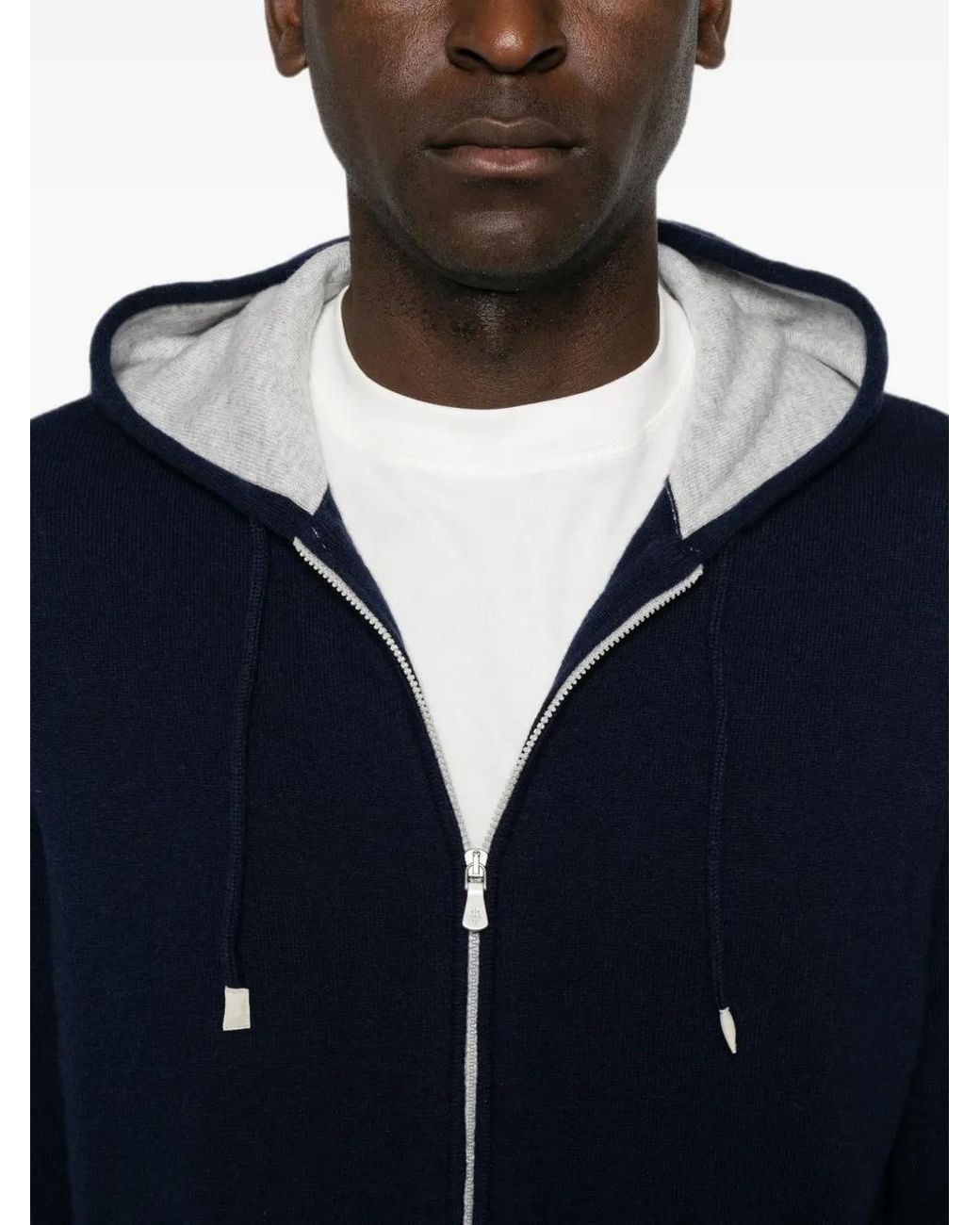 Eleventy Blue Zip-Up Hoodie for men