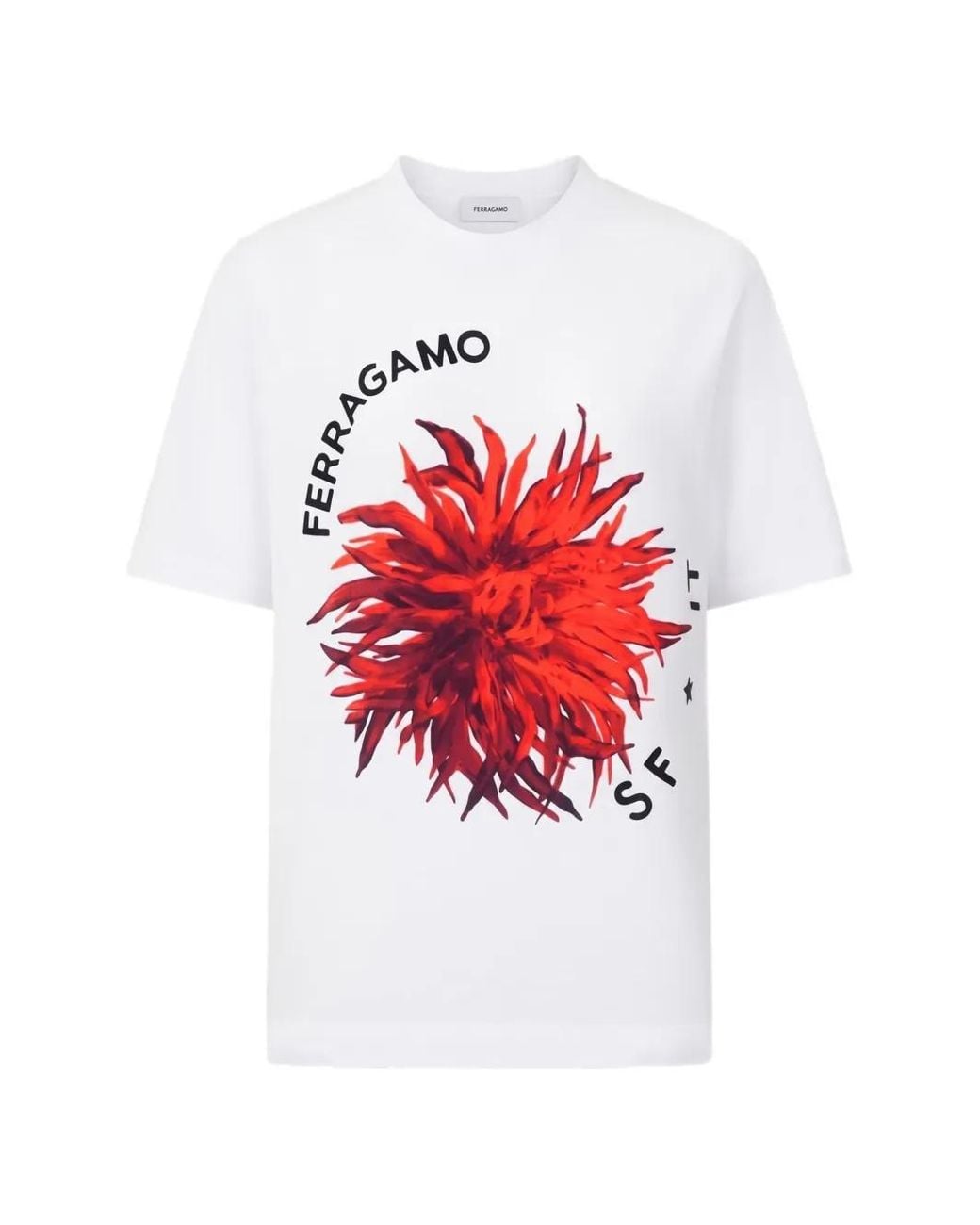 Ferragamo White Graphic-Print Crew-Neck T-Shirt