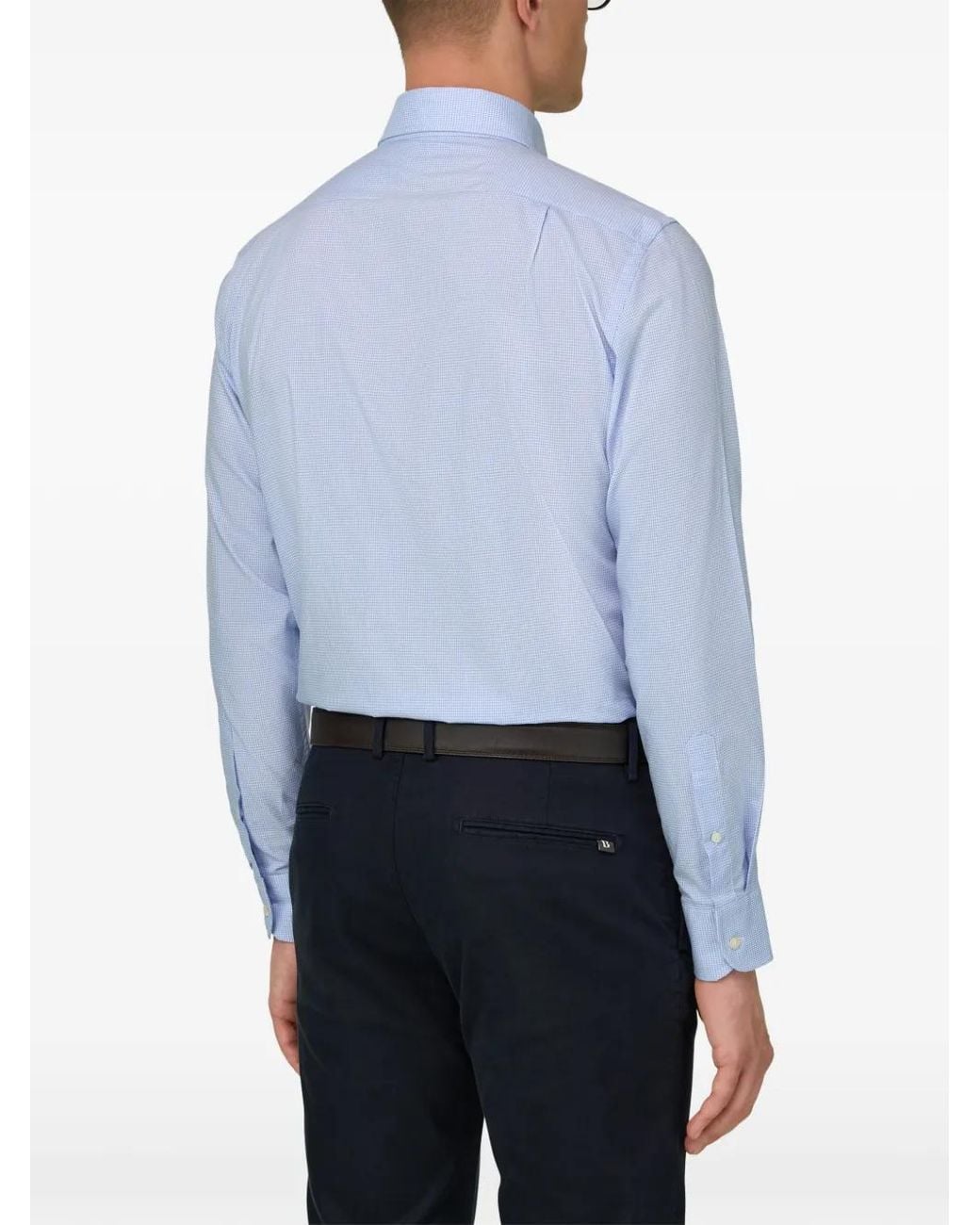 Boggi Blue Regular Fit Checked Cotton Shirt for men