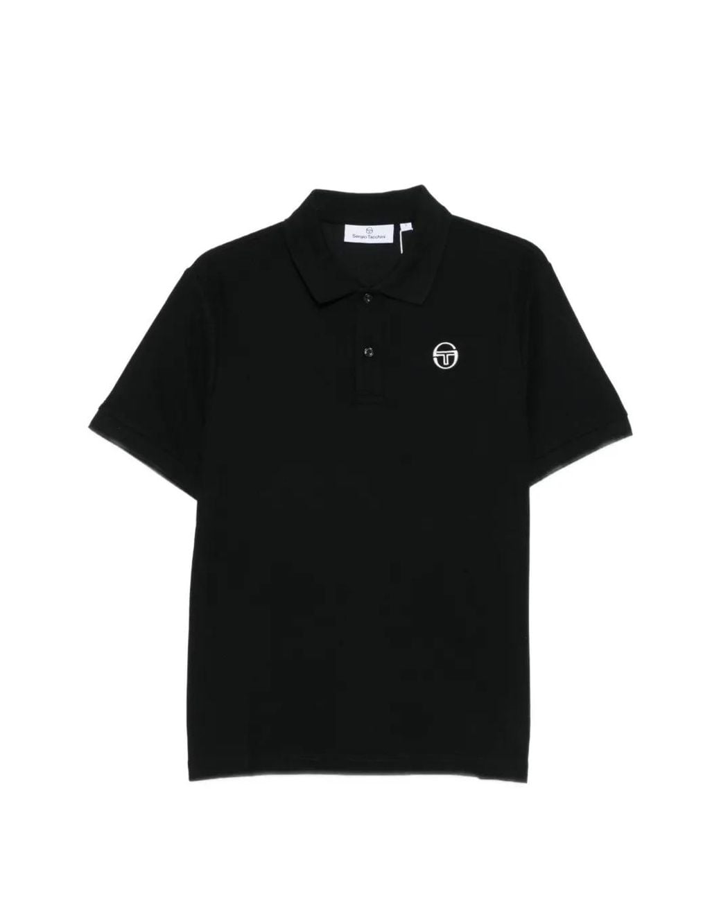 Sergio Tacchini Black Sergio Logo-Embroidered Polo Shirt for men