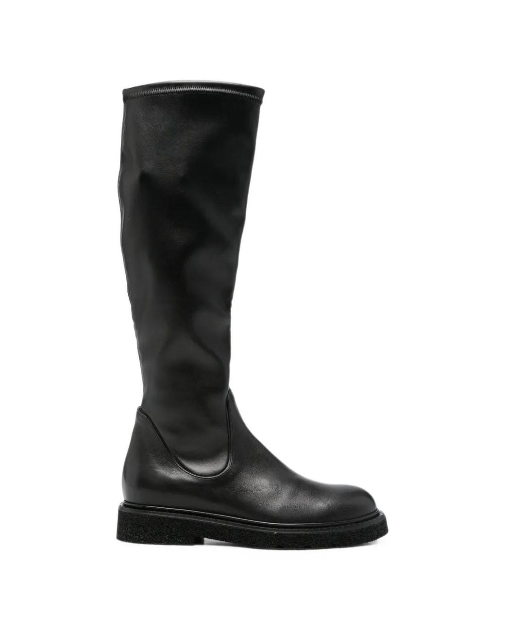 Guglielmo Rotta Black Leather Knee-High Boots