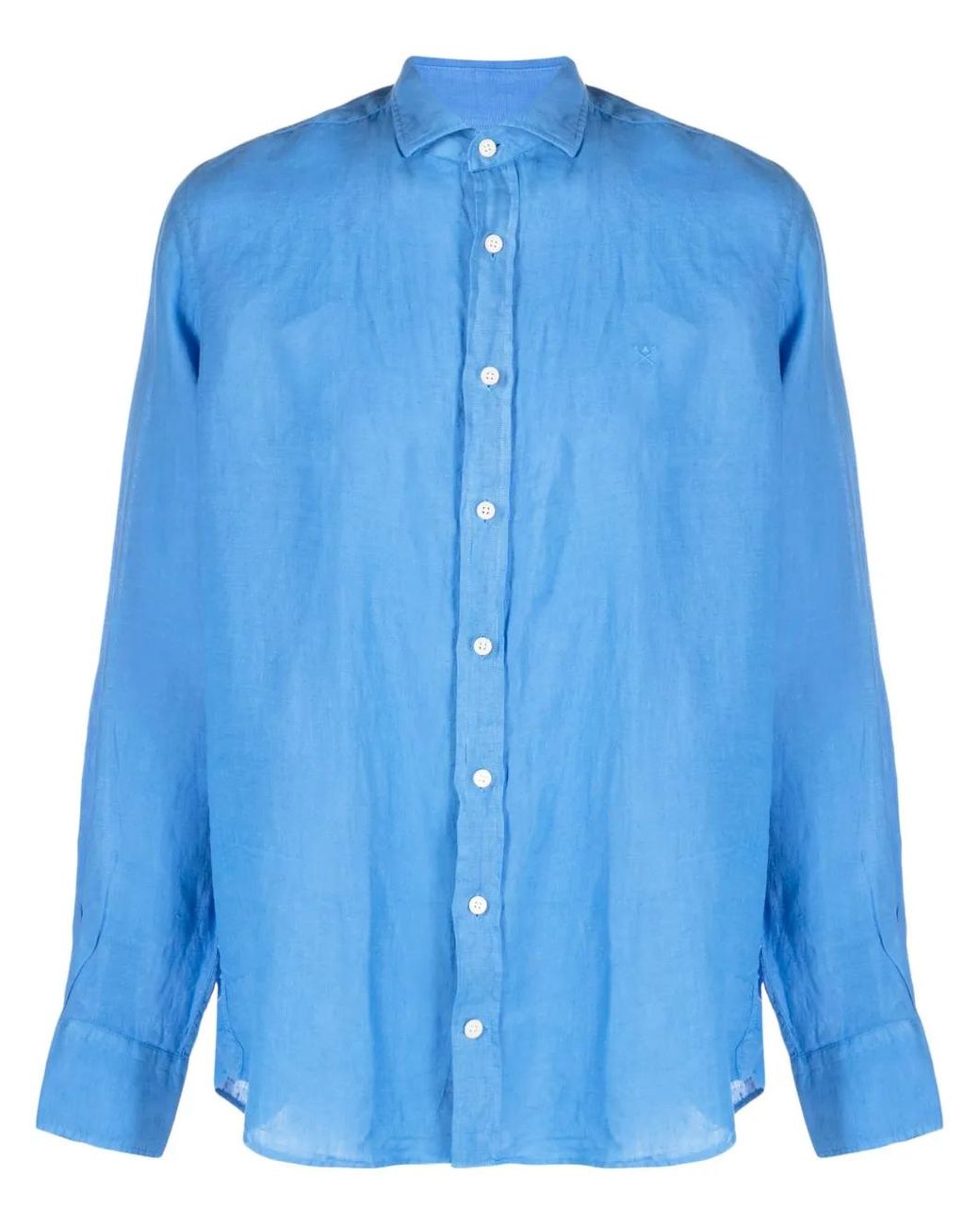 Hackett Blue Logo-Embroidered Linen Shirt for men
