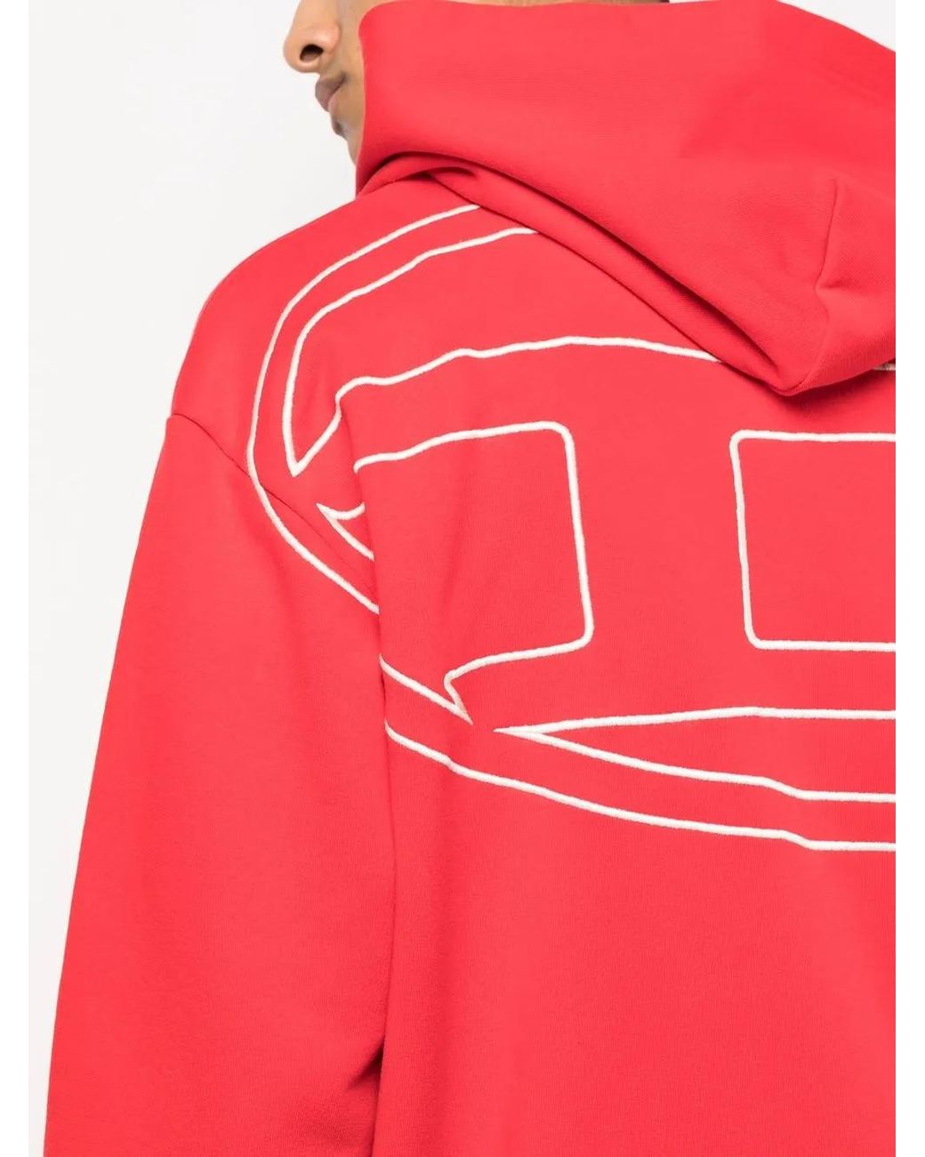 DIESEL Red Logo-Print Long-Sleeve Hoodie for men