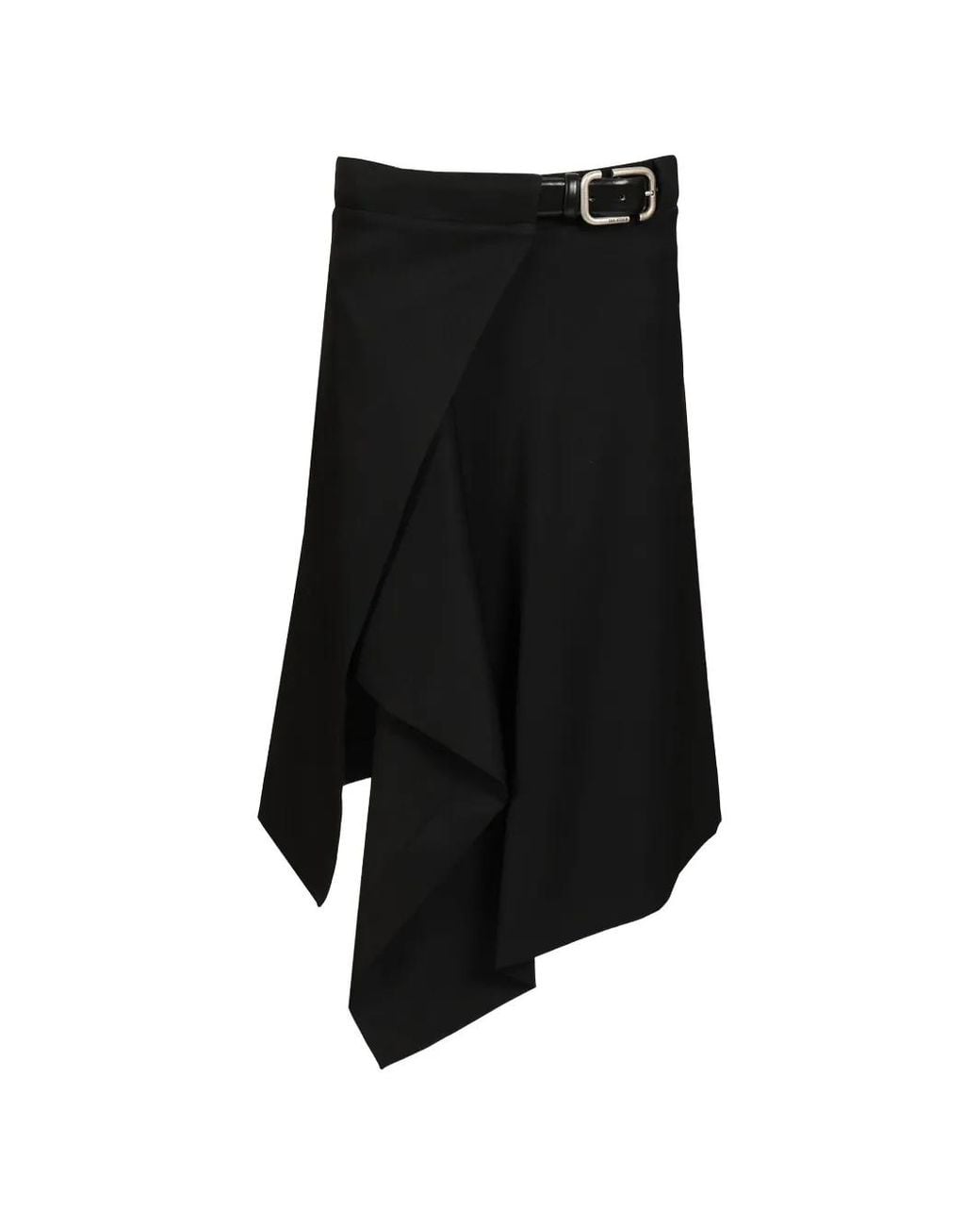 The Attico Black Wool Midi Skirt