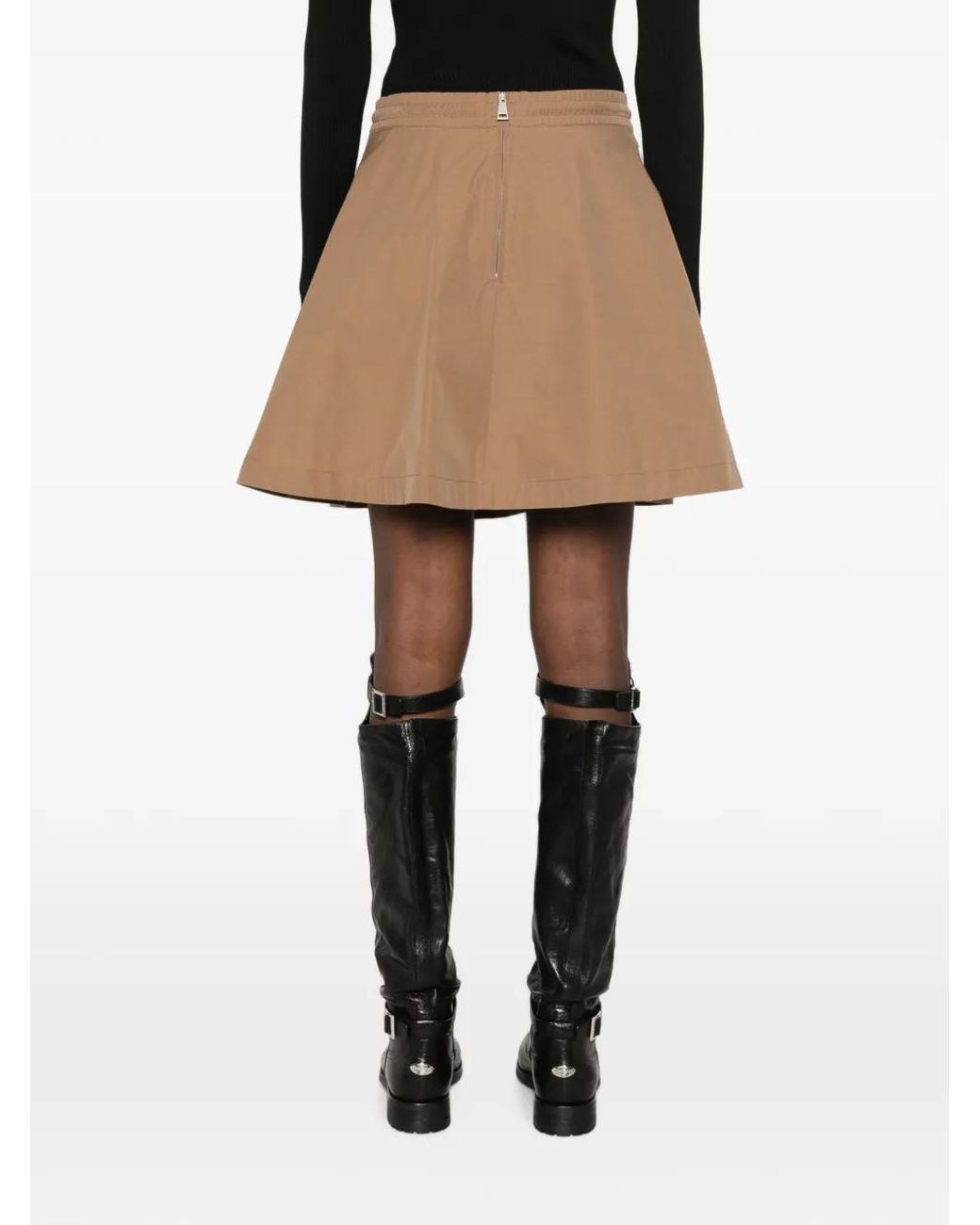 Moncler Brown Cotton Blend A-Line Mini Skirt