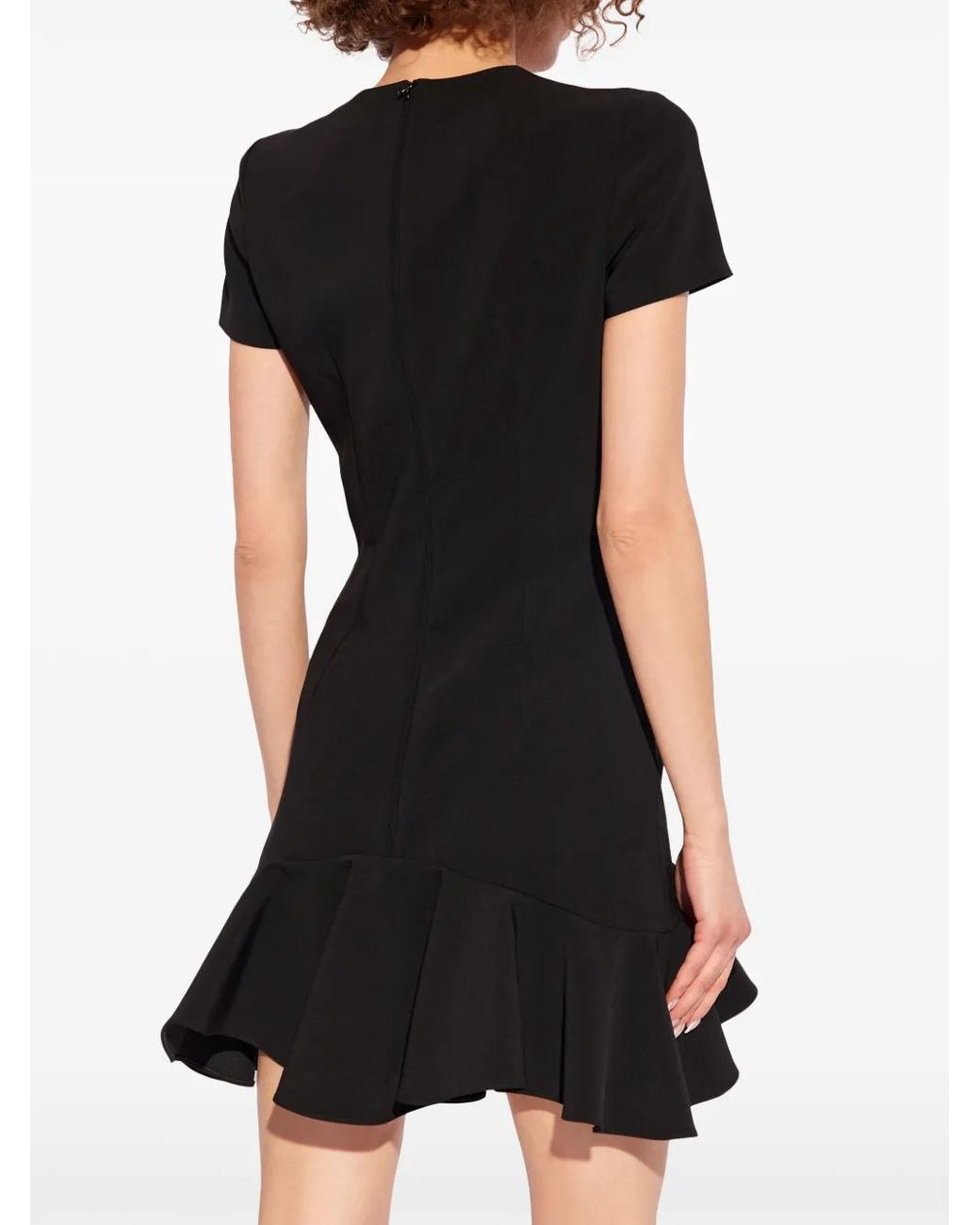 DSquared² Black Ruffled-Hem Mini Dress