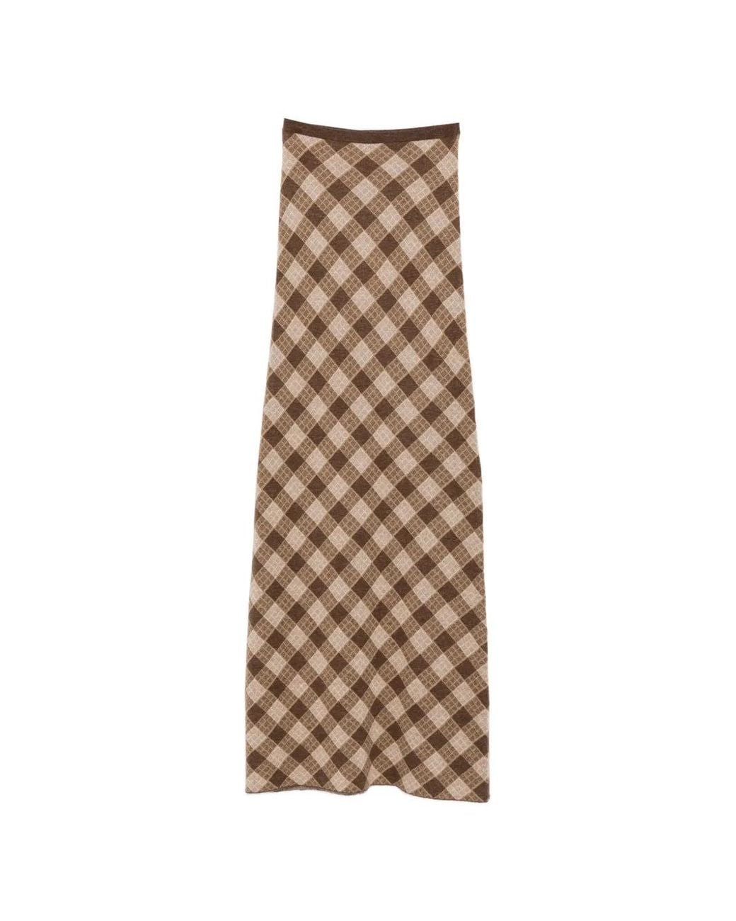 AYA MUSE Natural Kae Checkered Maxi Skirt
