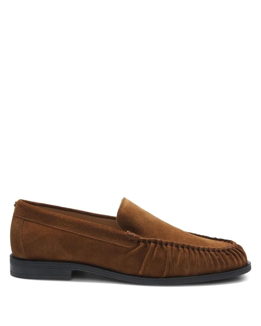 Boss Brown Suede Loafers With Ruched Detail