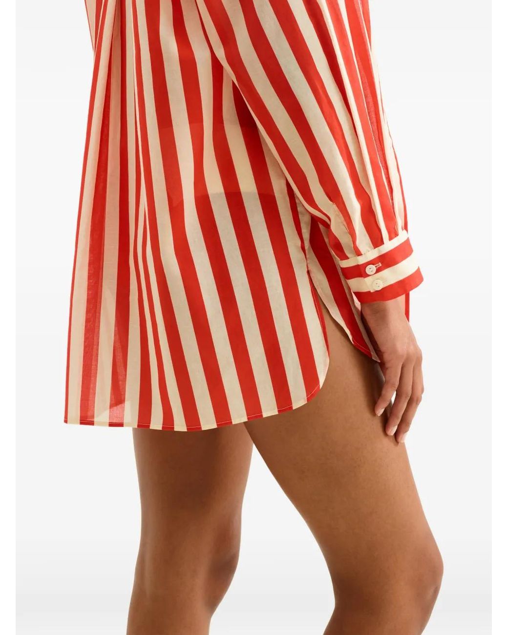Eres Red Duetto Striped Cotton Shirt
