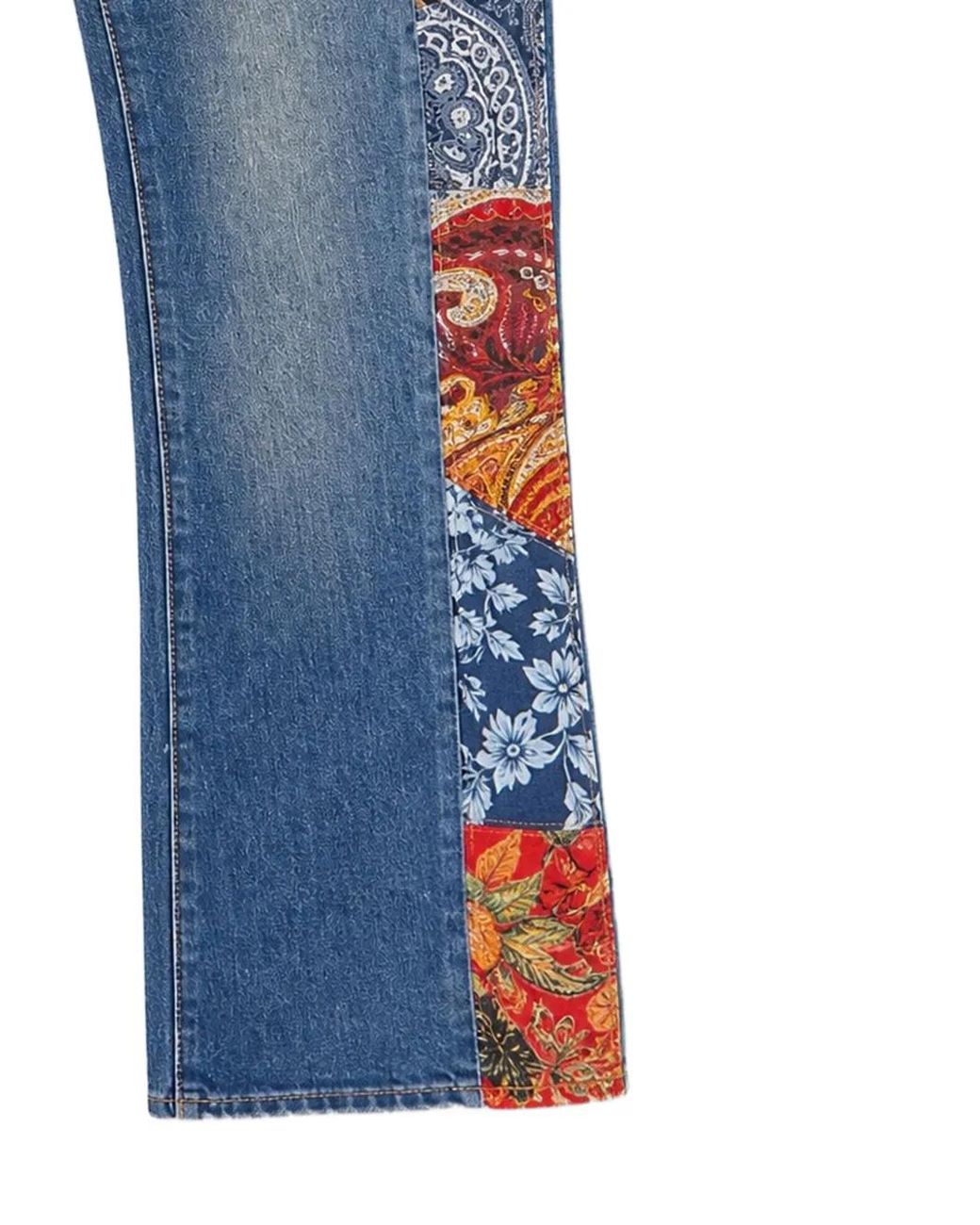 Alice + Olivia Blue Patchwork-Panel Flared Jeans