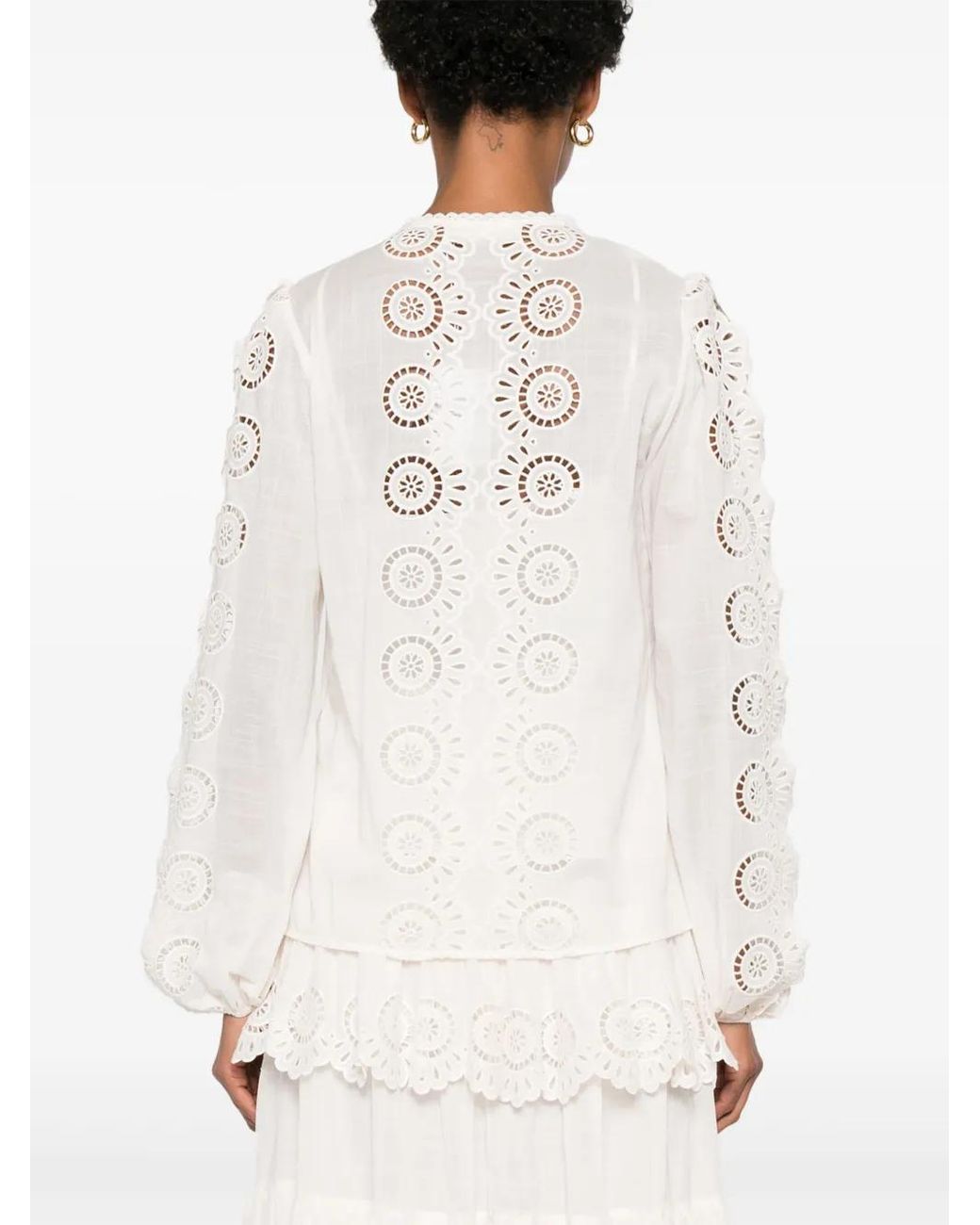 Zimmermann White Lucky Embroidered Blouse