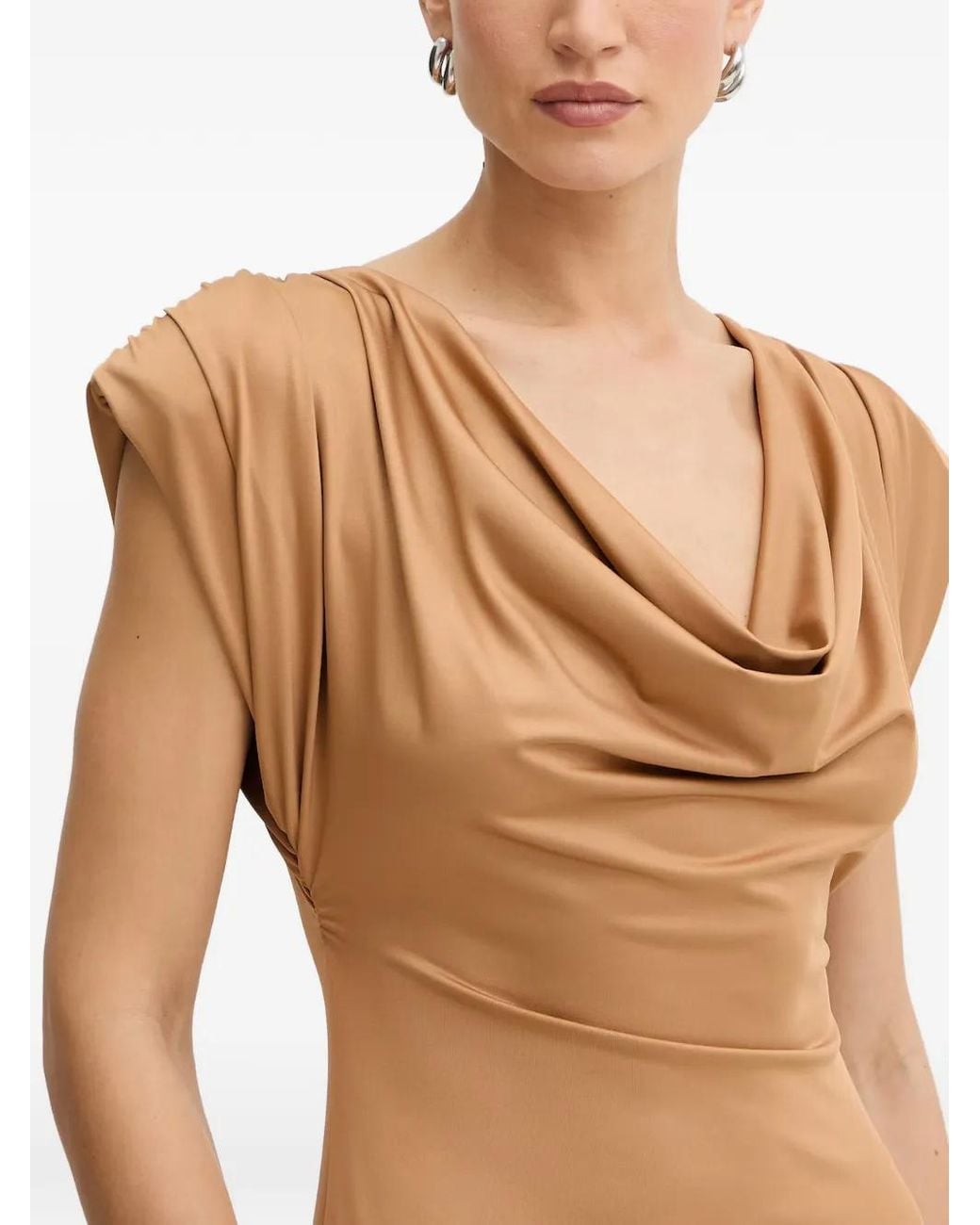 Fracomina Natural Cowl-Neck Mini Dress