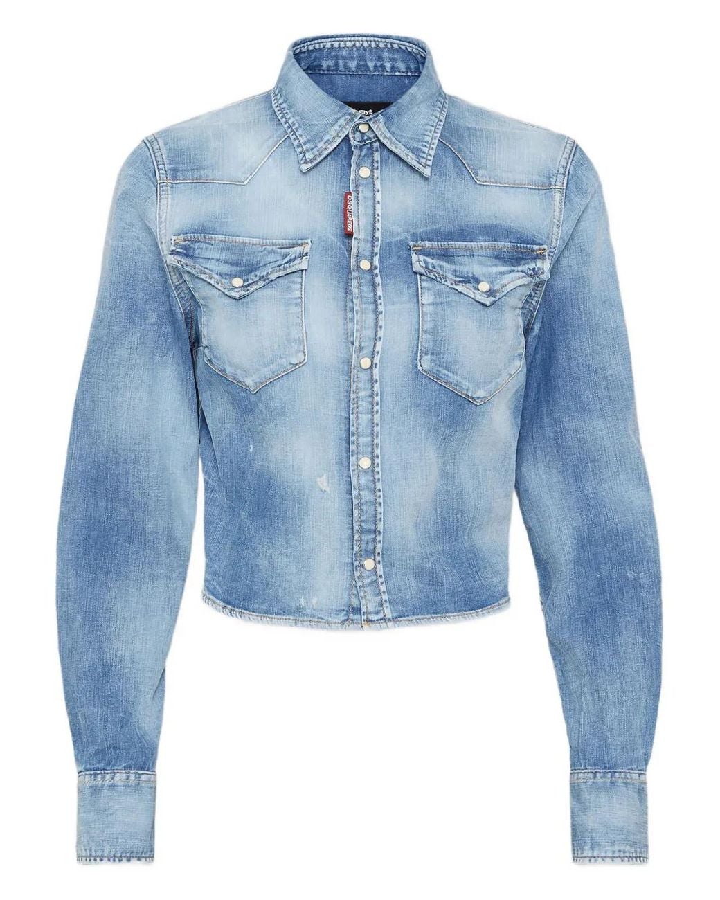 DSquared² Blue Cropped Denim Shirt