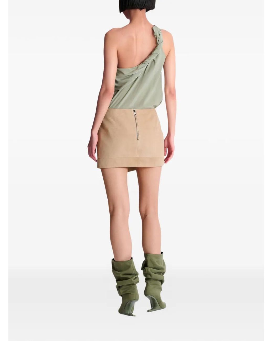 Balmain Natural Suede Wrap Skirt