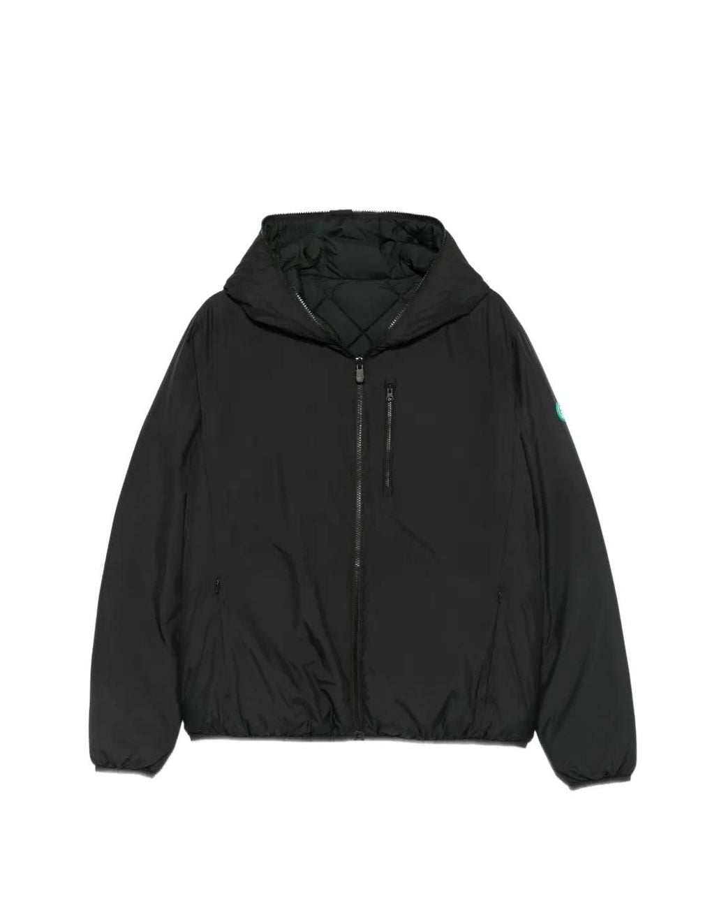 Save The Duck Black Hooded Zip-Up Padded Jacket for men